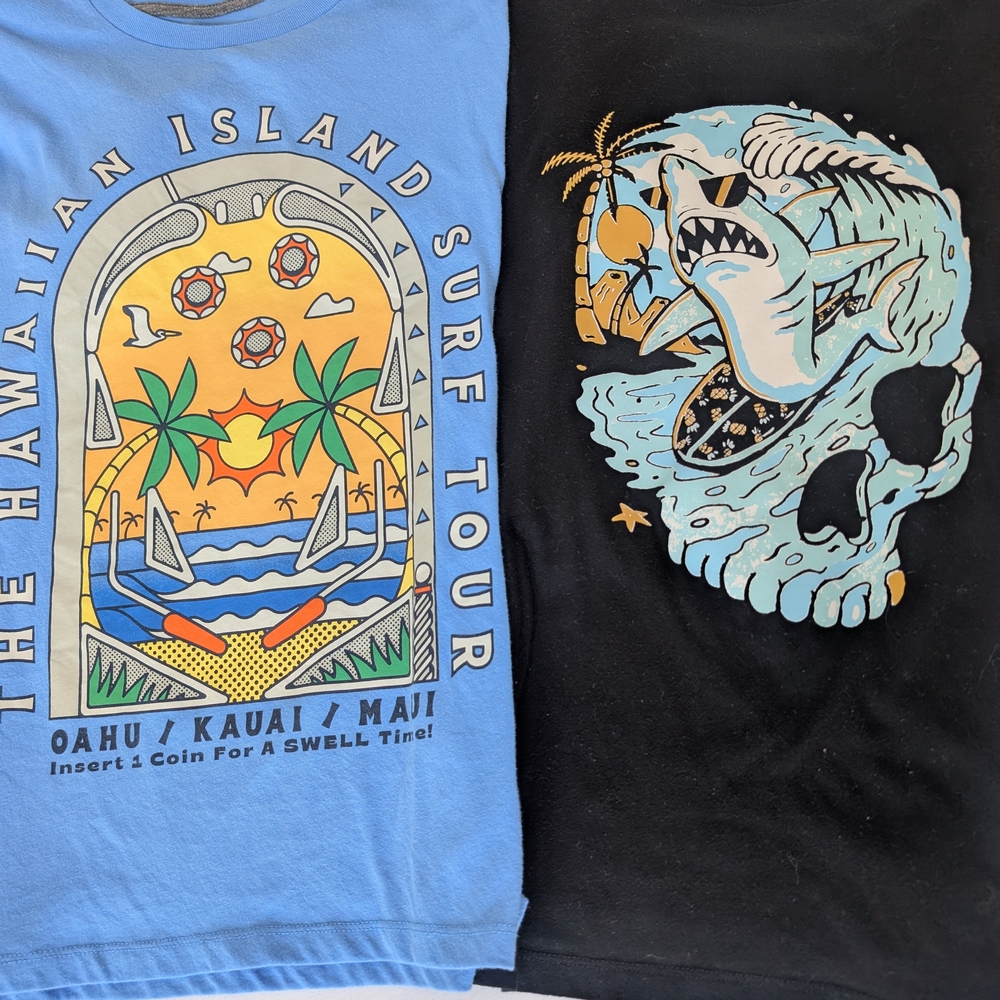 Boys Old Navy Set Of 2 T-Shirts - Blue & Black, Size XL 14/16